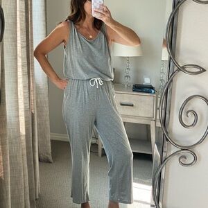 Sleeveless Drawstring Jumpsuit in Heather Gray